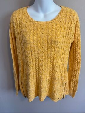 American Eagle Yellow Cable Knit Side Zip Sweater M